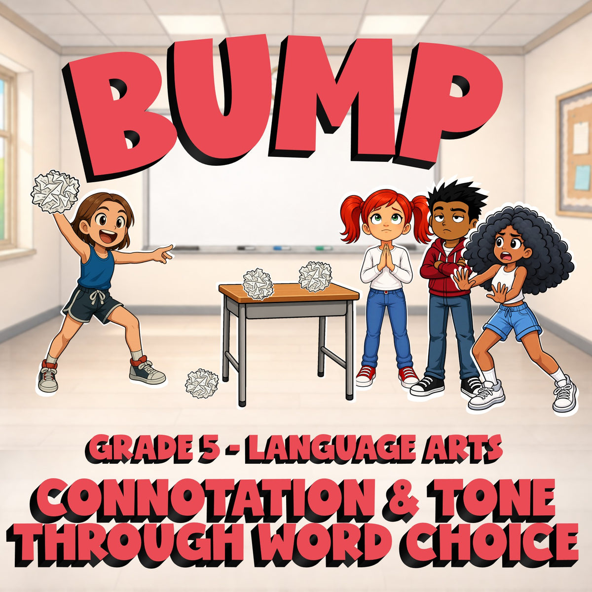 Connotation & Tone Through Word Choice BUMP ELA Game - No Prep Grade 5 Review