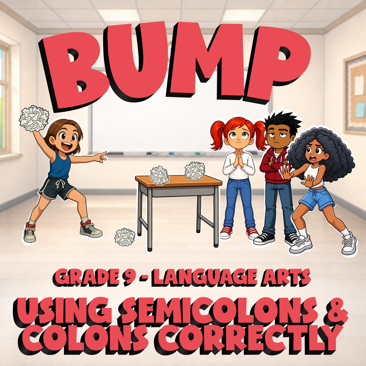 Using Semicolons & Colons Correctly BUMP ELA Game - No Prep Grade 9 Review