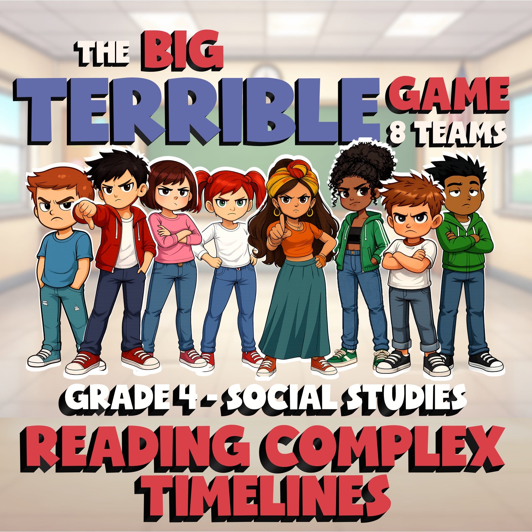 Reading Complex Timelines BIG TERRIBLE GAME - No Prep Grade 4 Socials Review