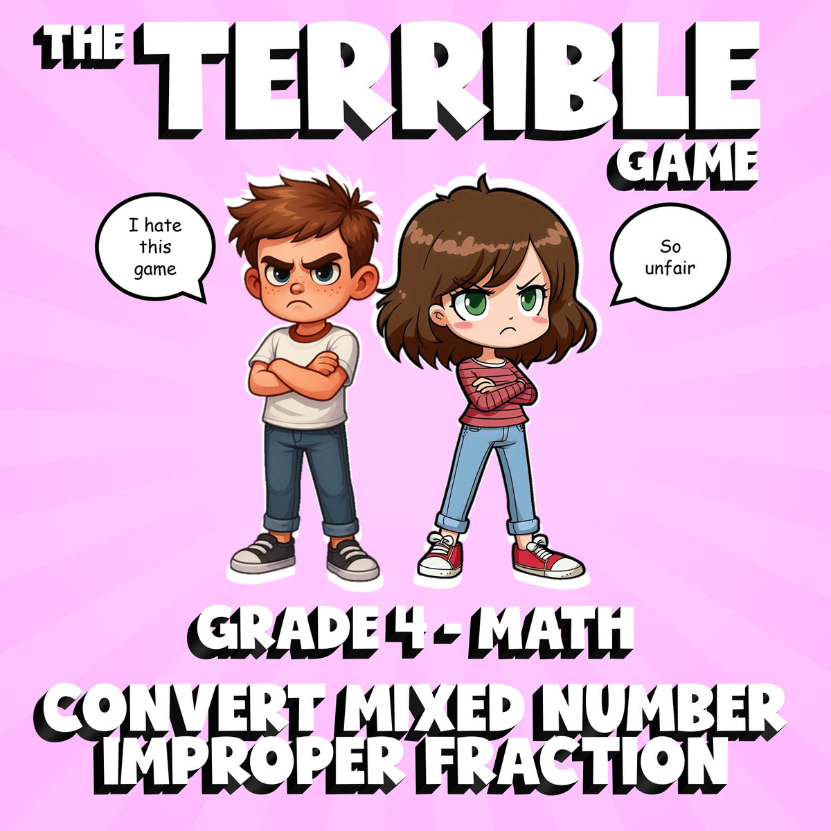 Convert Mixed Number  Improper Fraction THE TERRIBLE GAME - Grade 4 Math Review