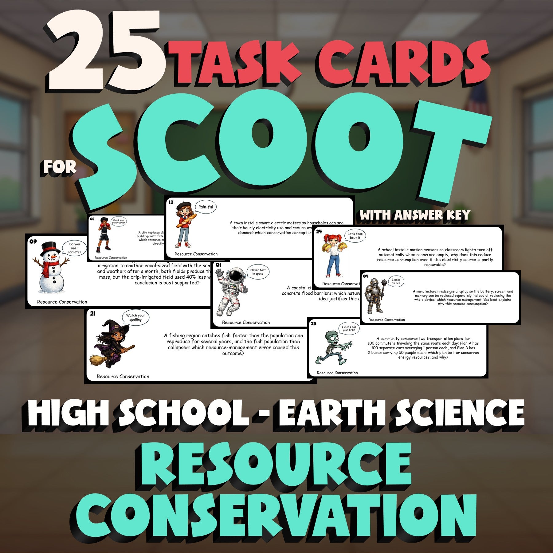 Resource Conservation SCOOT TASK CARDS Game - No Prep Earth Science Review