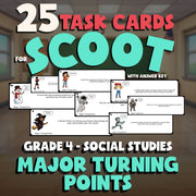 Major Turning Points SCOOT TASK CARDS Socials Game - No Prep Grade 4 Review