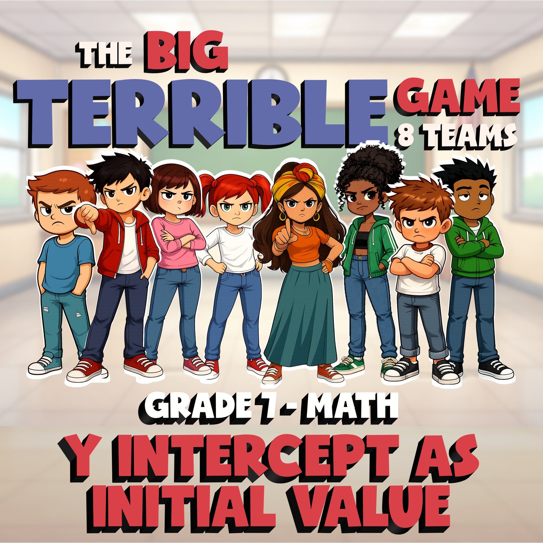 Y Intercept as Initial Value BIG TERRIBLE GAME - No Prep Grade 7 Math Review
