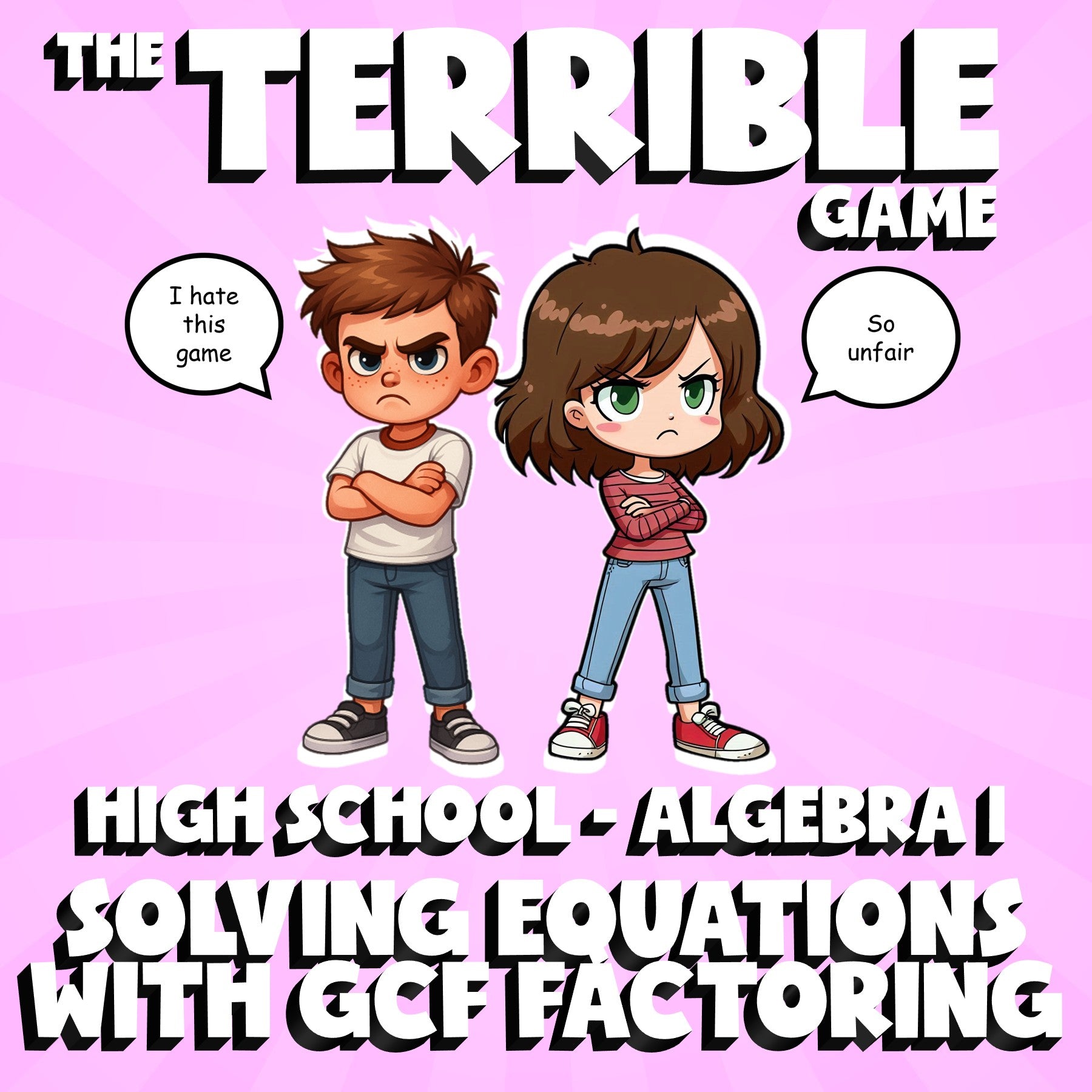 Solving Equations with GCF Factoring THE TERRIBLE GAME - No Prep Algebra 1