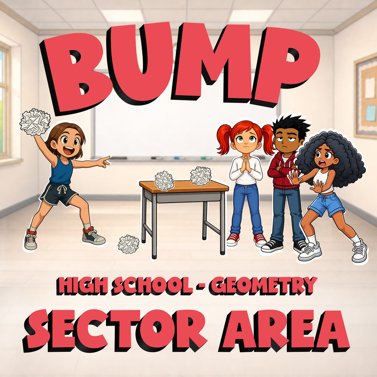 Sector Area BUMP Math Game - No Prep Geometry Review Activity
