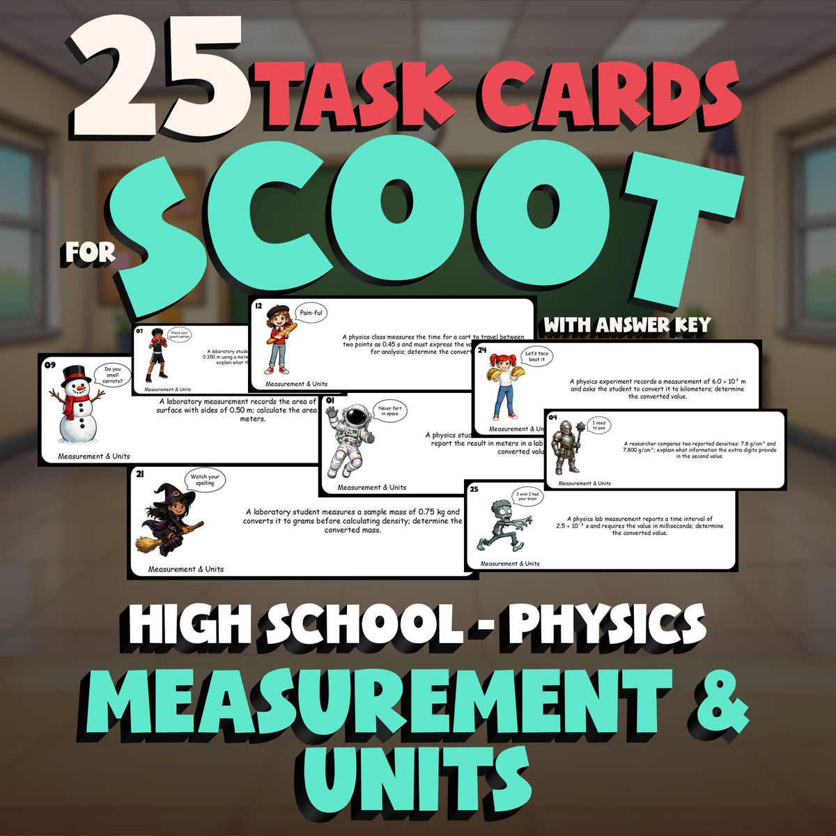 Measurement & Units SCOOT TASK CARDS Science Game - No Prep Physics Review