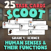 Human Senses & Their Functions SCOOT TASK CARDS Science Game - No Prep Grade 4