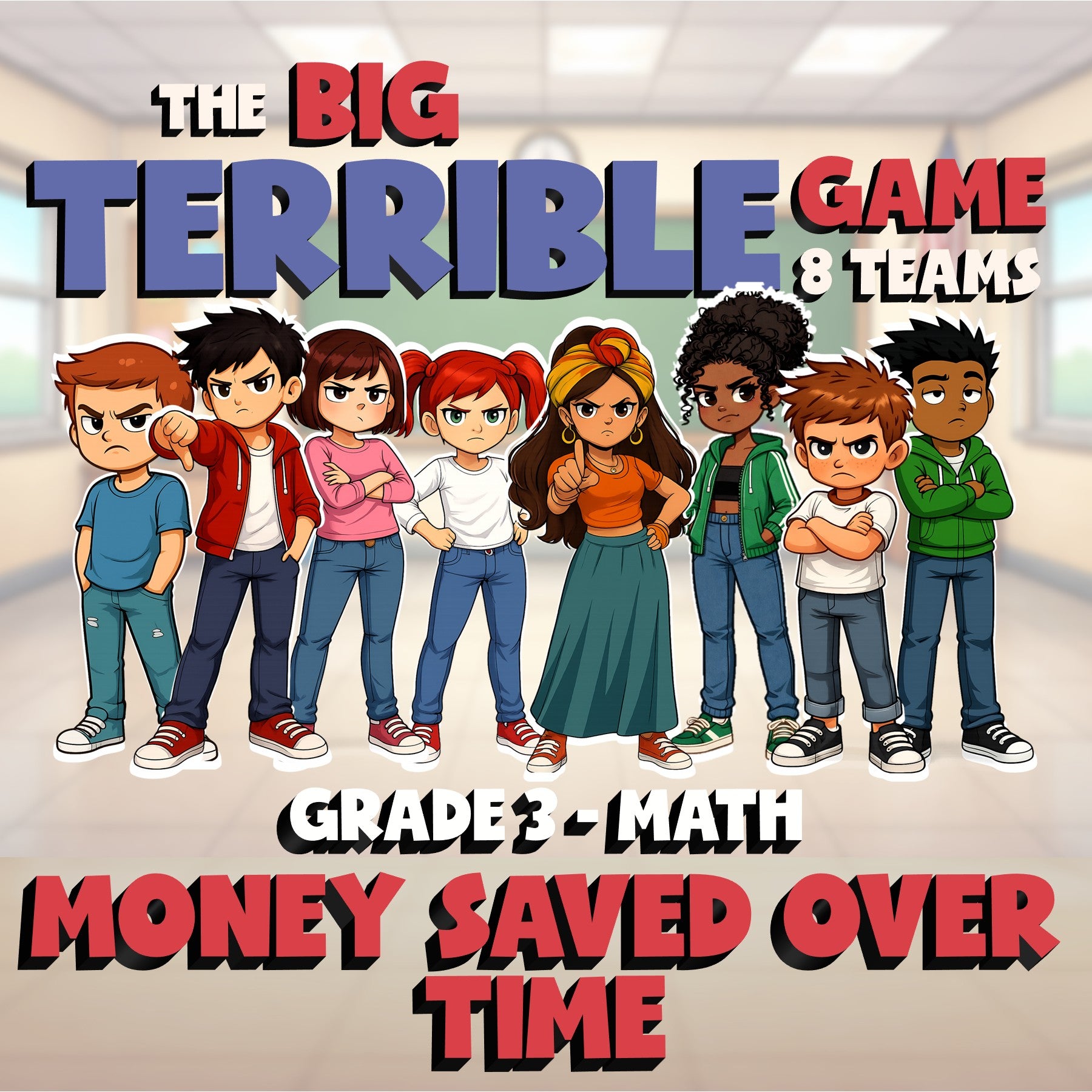 Money Saved Over Time BIG TERRIBLE GAME - No Prep Grade 3 Math Review Activity