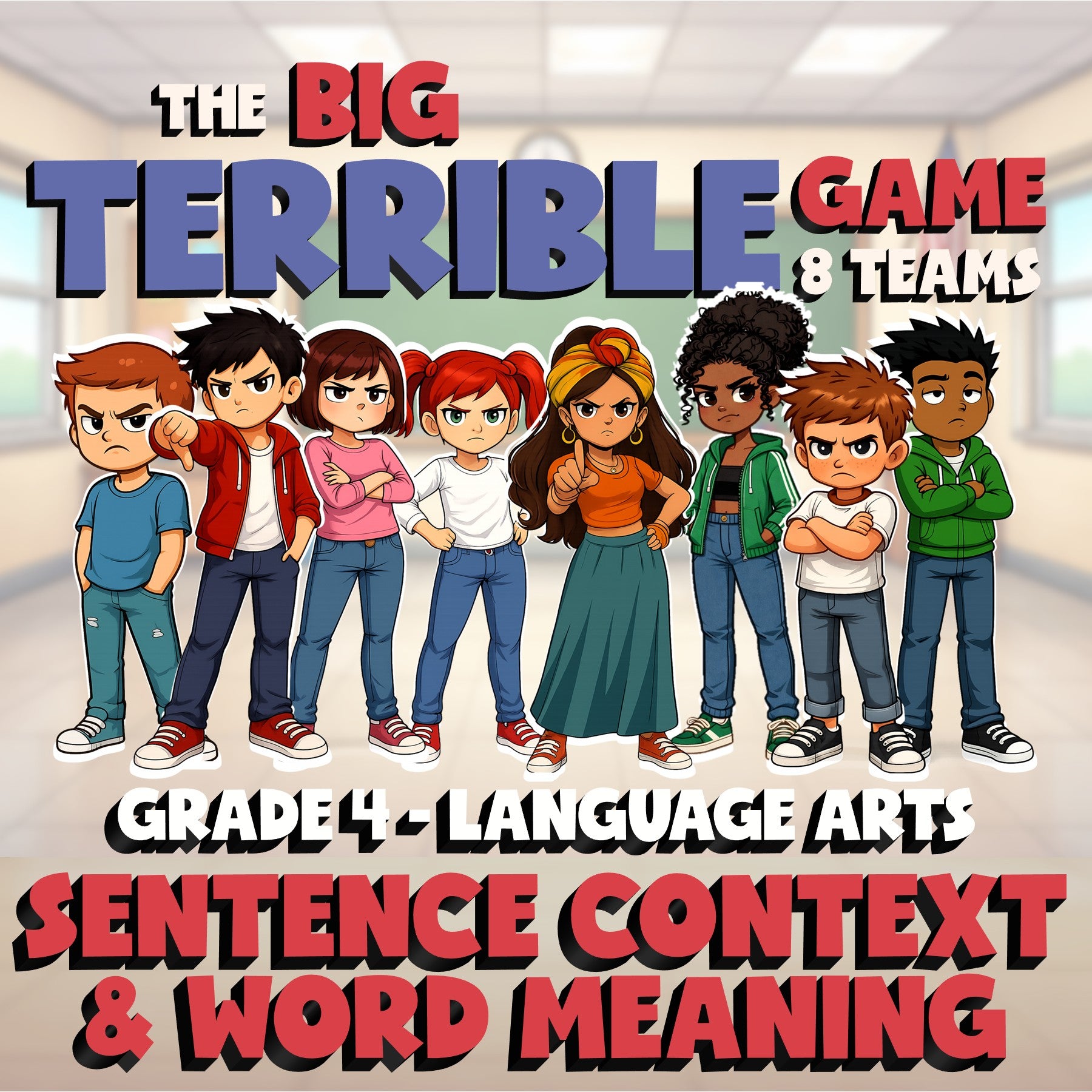 Sentence Context & Word Meaning BIG TERRIBLE GAME - No Prep Grade 4 ELA Review
