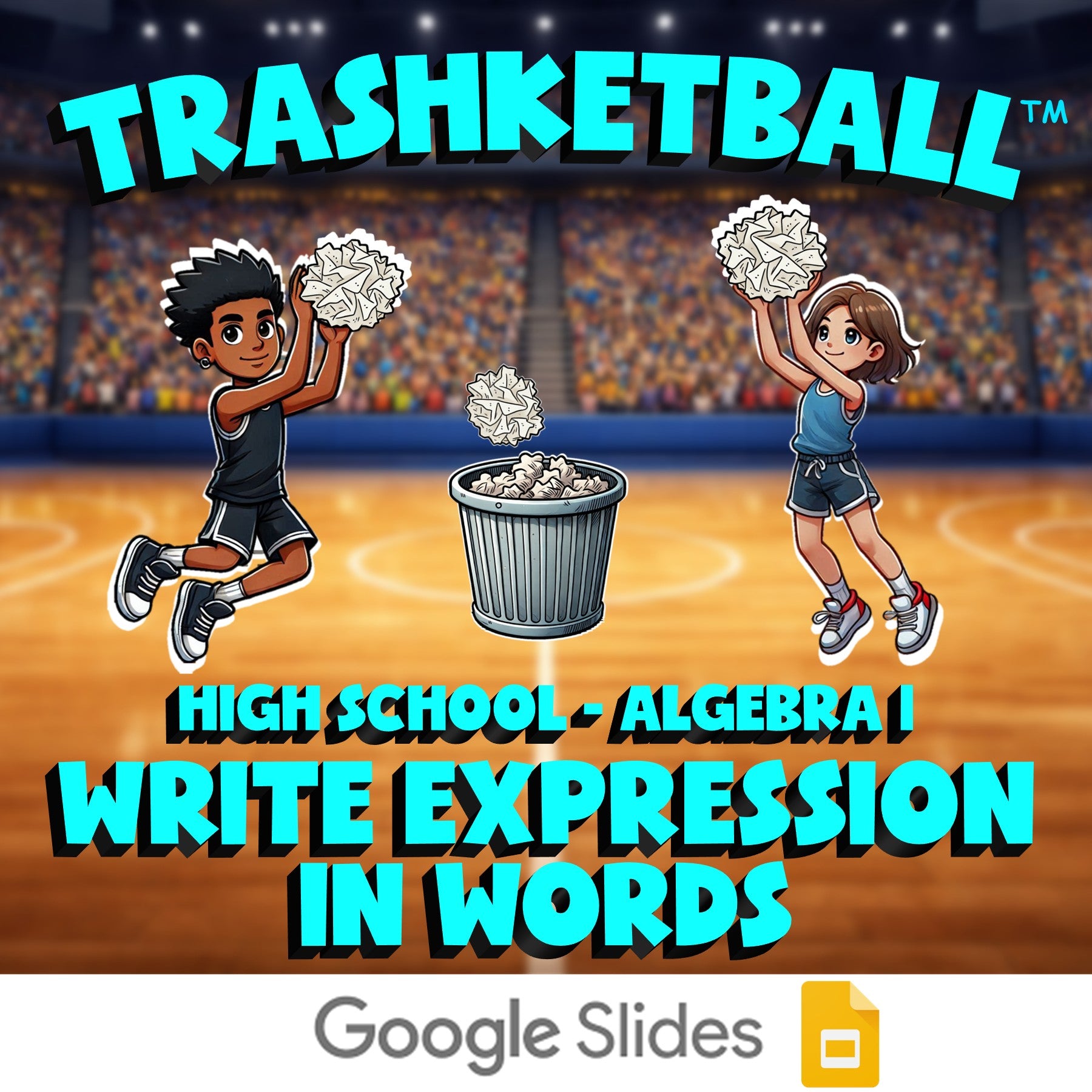 Write Expression in Words TRASHKETBALL Math Game - No Prep Algebra 1 Review