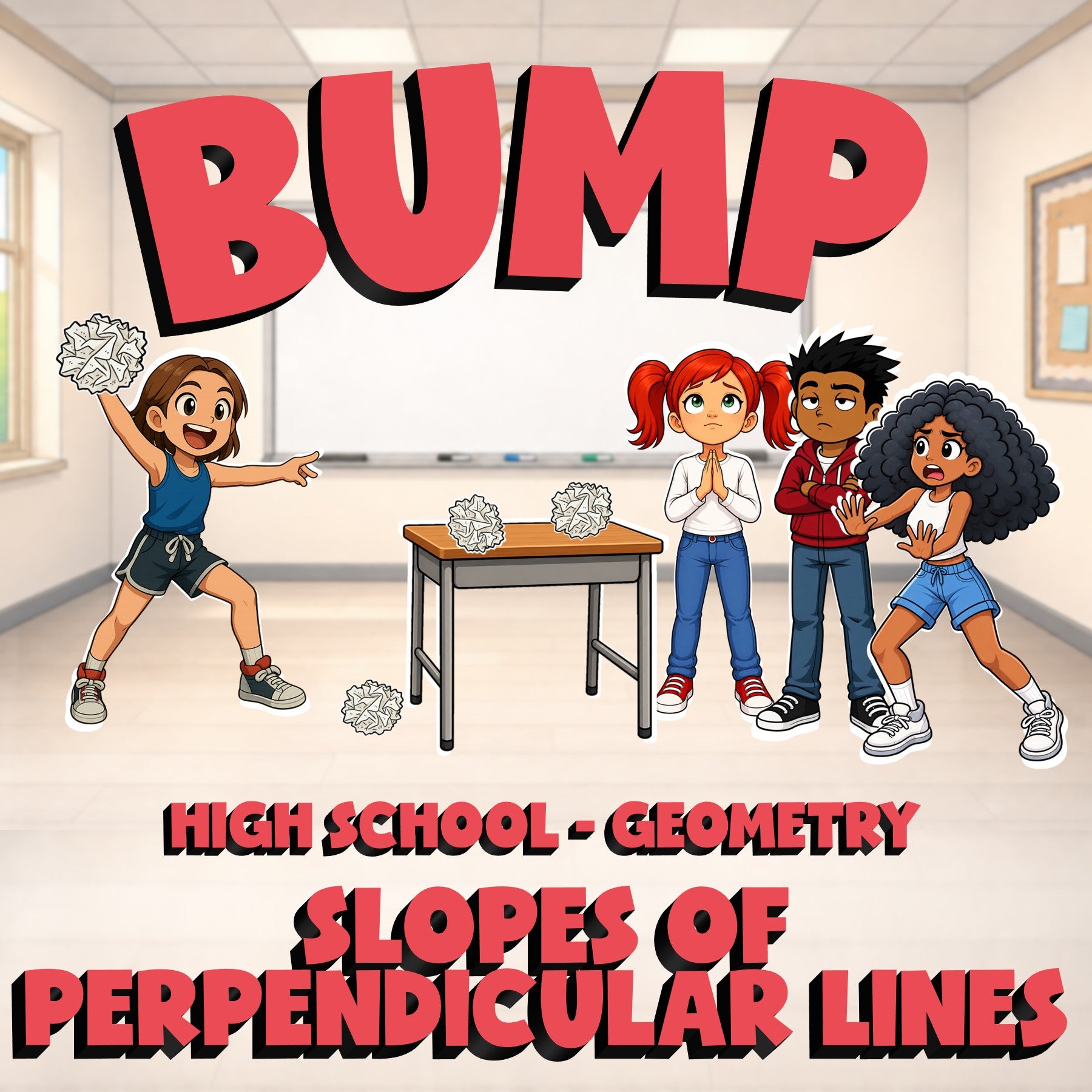 Slopes of Perpendicular Lines BUMP Math Game - No Prep Geometry Review Activity