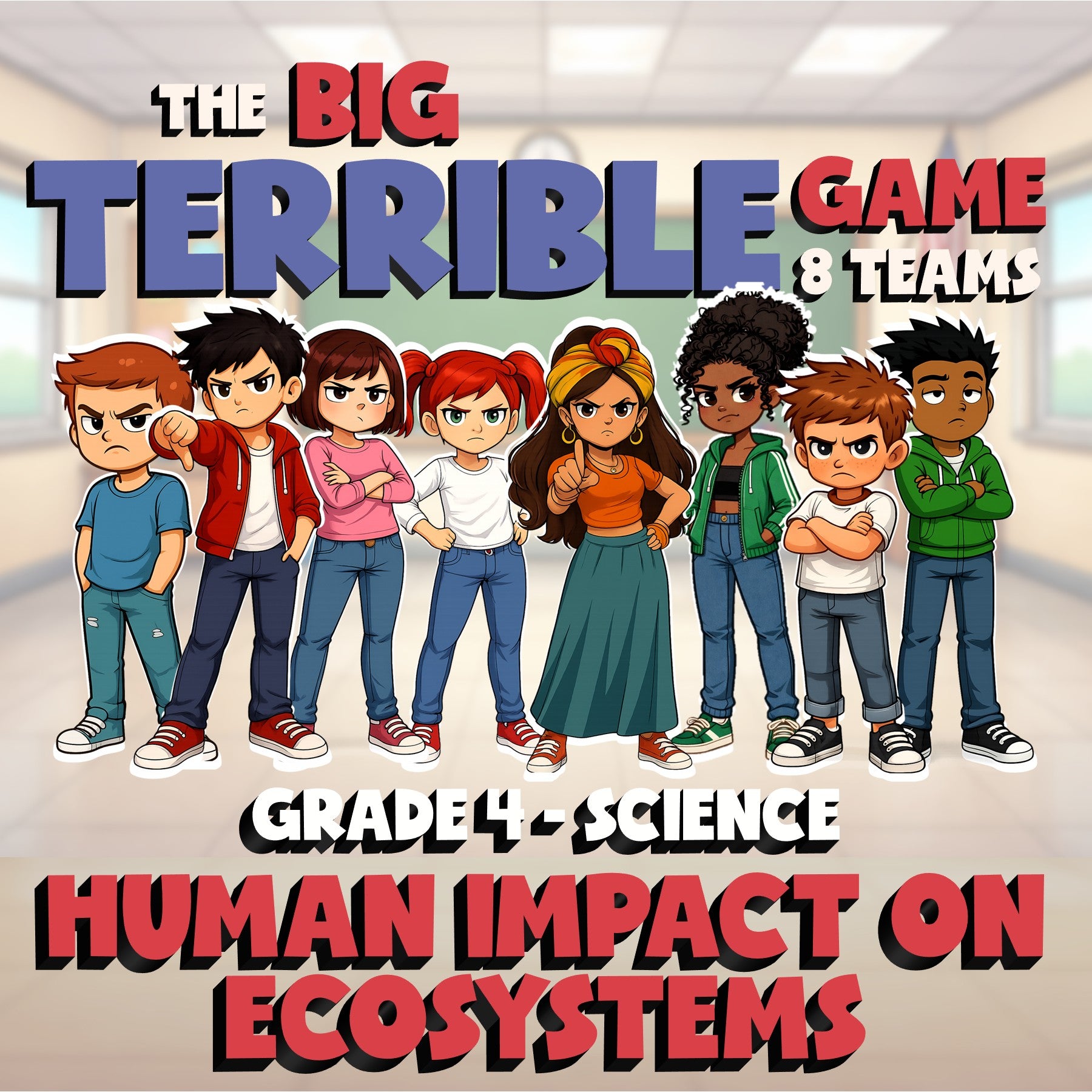 Human Impact on Ecosystems BIG TERRIBLE GAME - No Prep Grade 4 Science Review