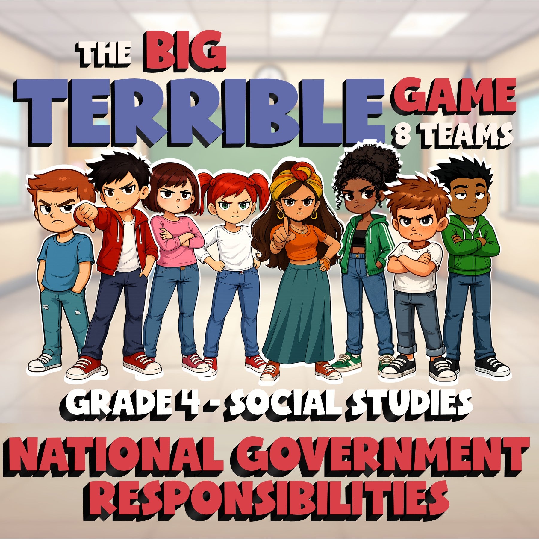 National Government Responsibilities BIG TERRIBLE GAME - Grade 4 Socials Review