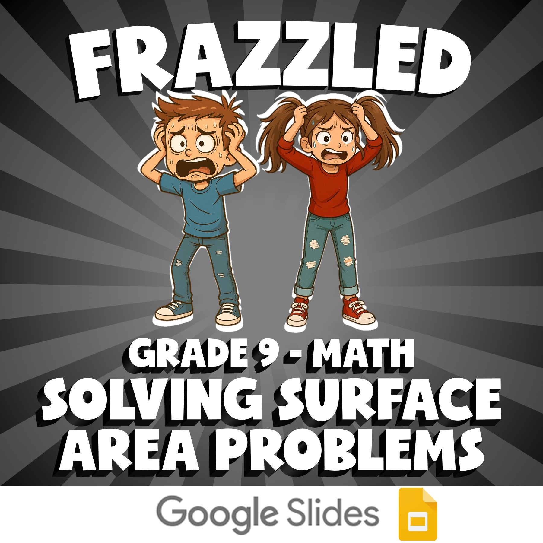 Solving Surface Area Problems FRAZZLED Math Game - No Prep Grade 9 Review