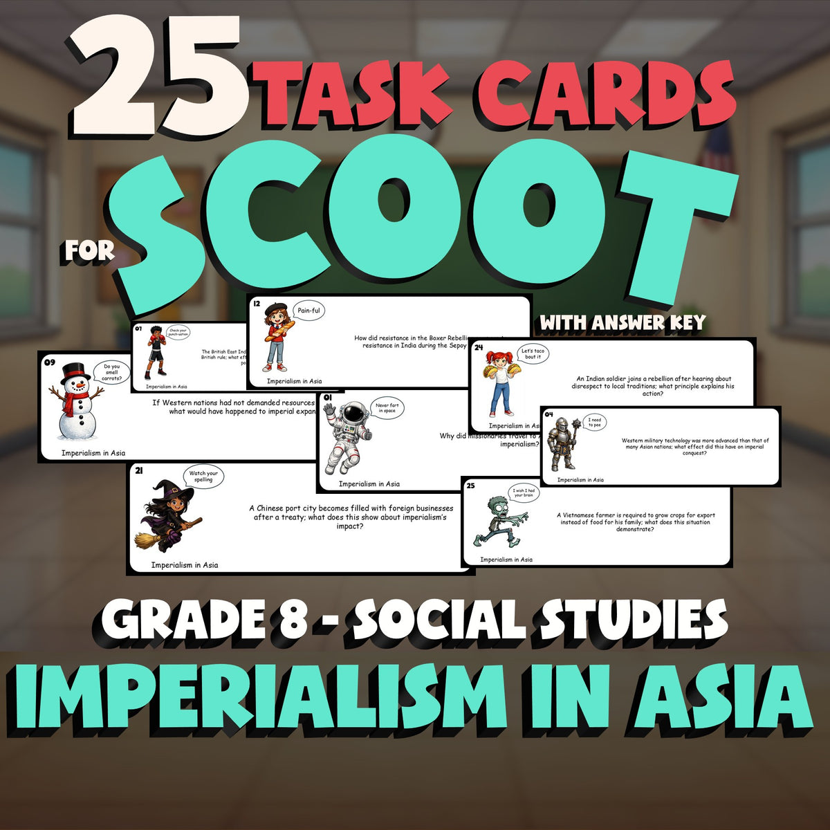 Imperialism in Asia SCOOT TASK CARDS Socials Game - No Prep Grade 8 Review