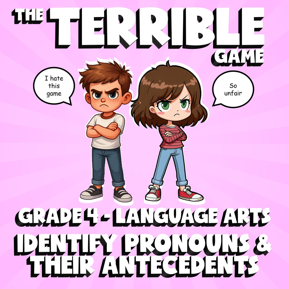 Identify Pronouns & Their Antecedents THE TERRIBLE GAME - Grade 4 ELA Review