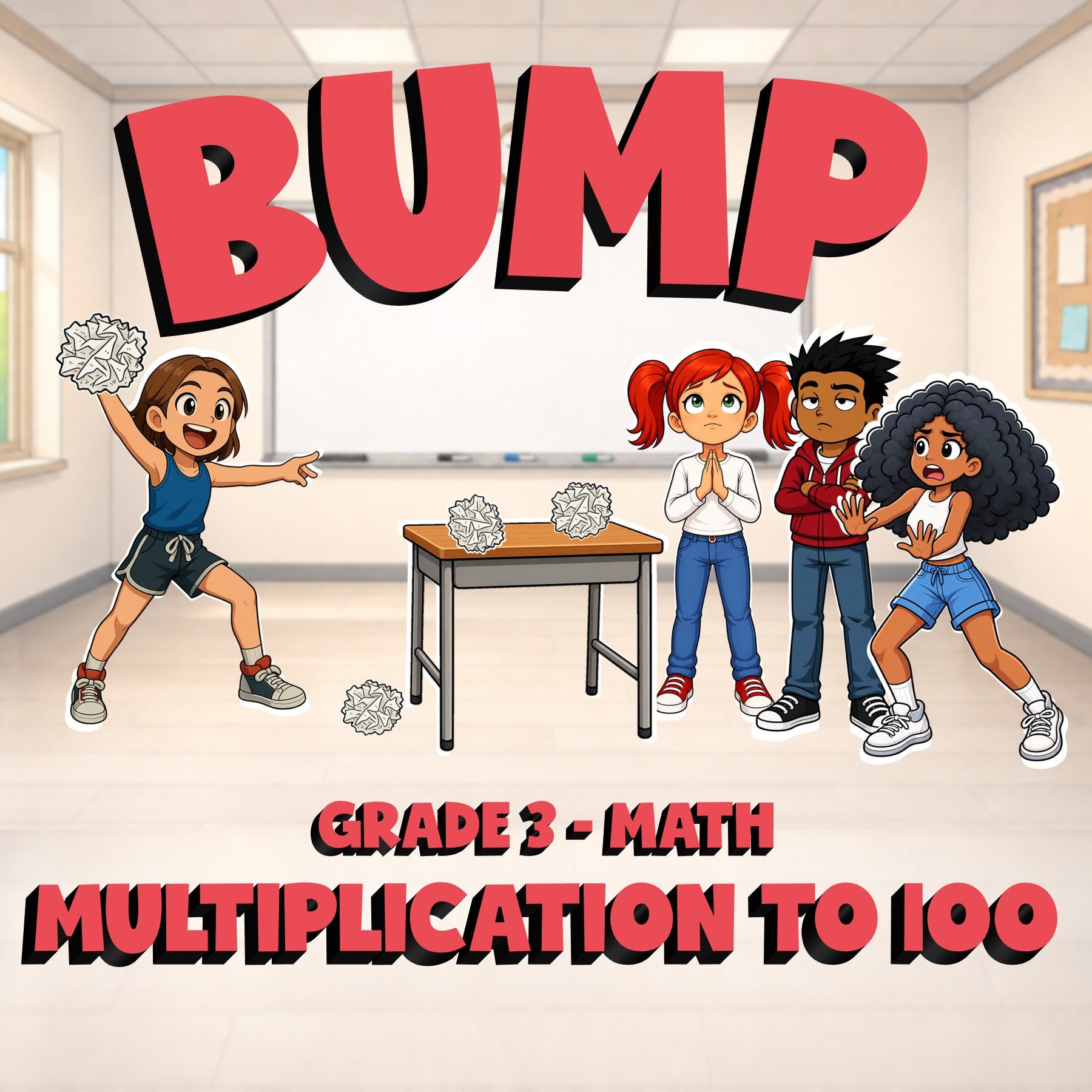 Multiplication to 100 BUMP Math Game - No Prep Grade 3 Review Activity