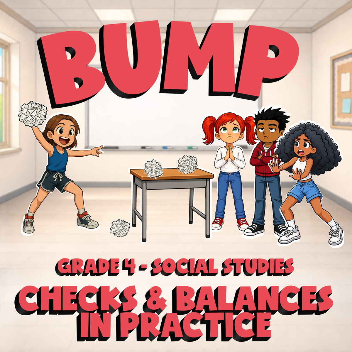 Checks & Balances in Practice BUMP Socials Game - No Prep Grade 4 Review