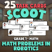 Math Problems in Robotics SCOOT TASK CARDS Math Game - No Prep Grade 7 Review
