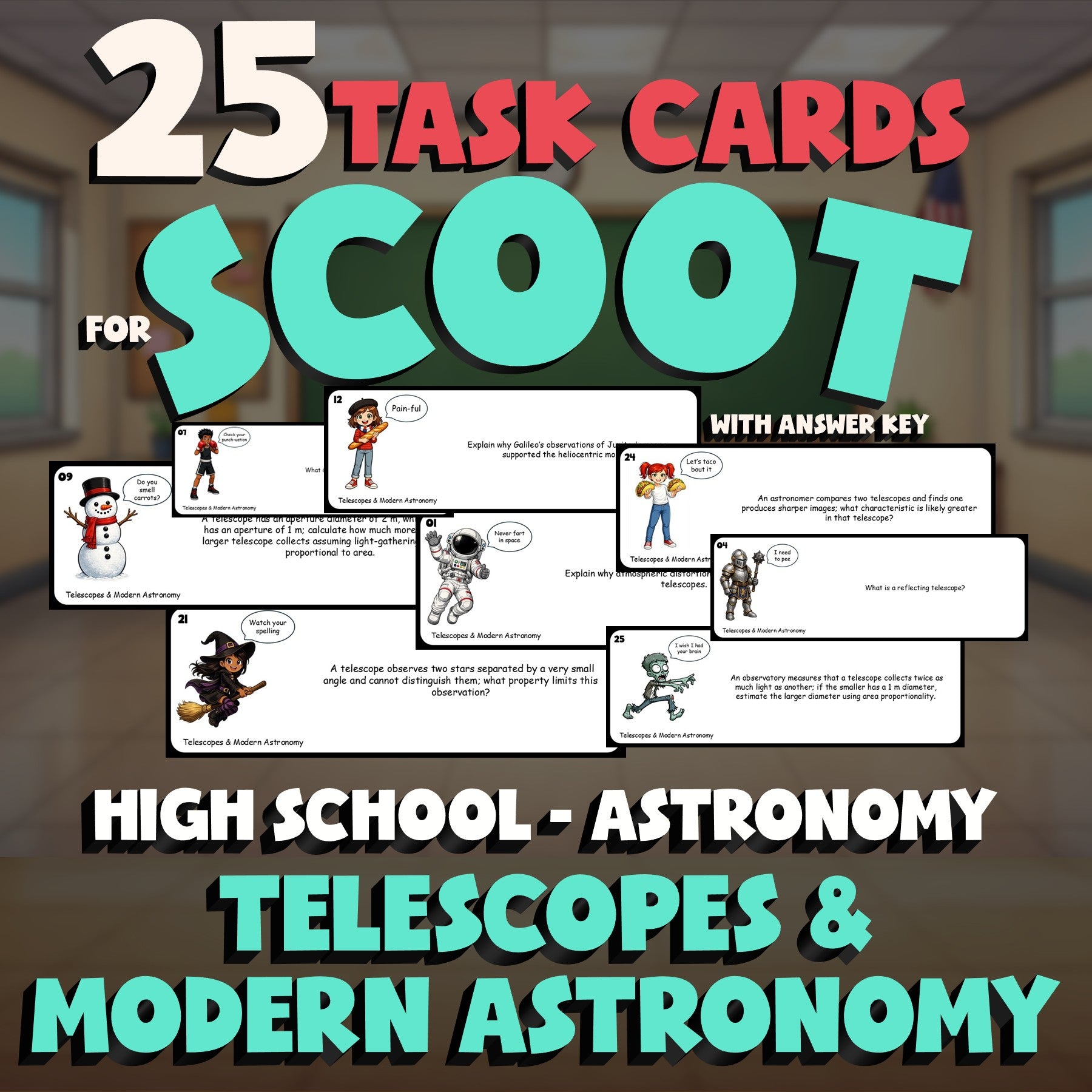 Telescopes & Modern Astronomy SCOOT TASK CARDS Science Game - No Prep Astronomy