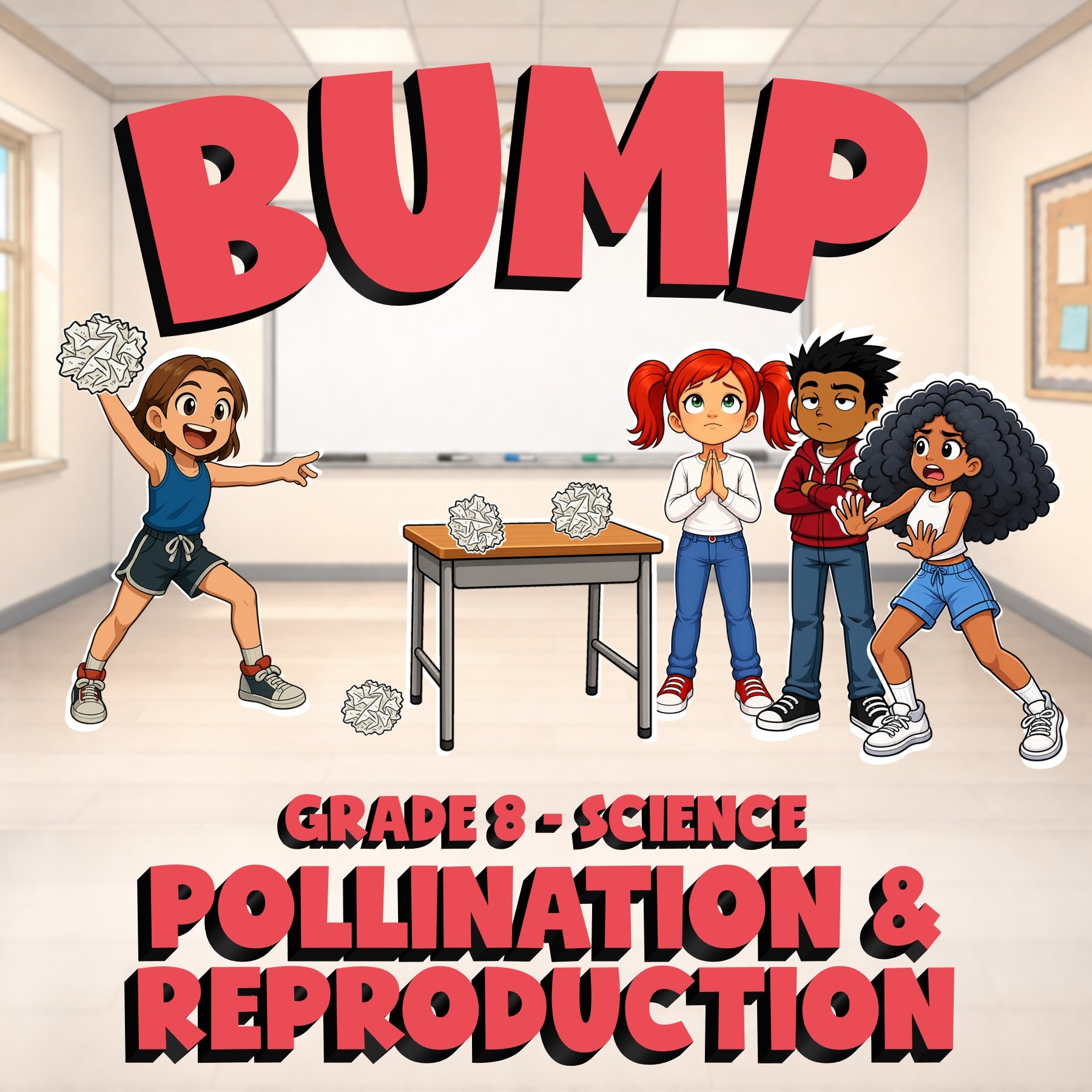 Pollination & Reproduction BUMP Science Game - No Prep Grade 8 Review Activity