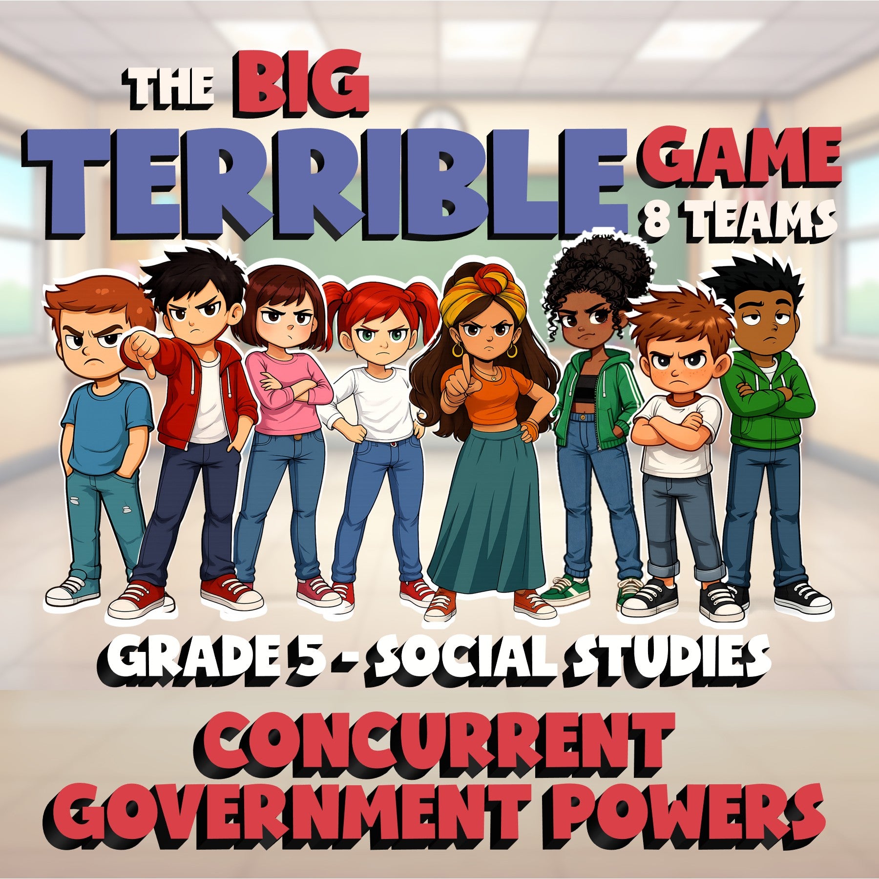 Concurrent Government Powers BIG TERRIBLE GAME - No Prep Grade 5 Socials Review