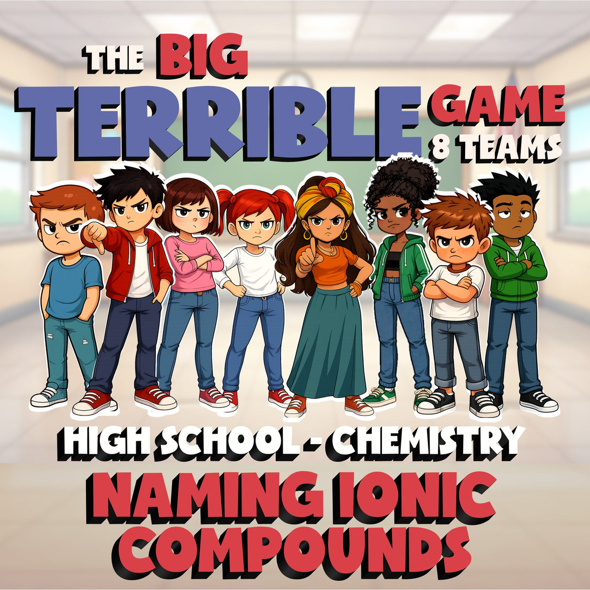 Naming ionic Compounds BIG TERRIBLE GAME - No Prep Chemistry Science Review