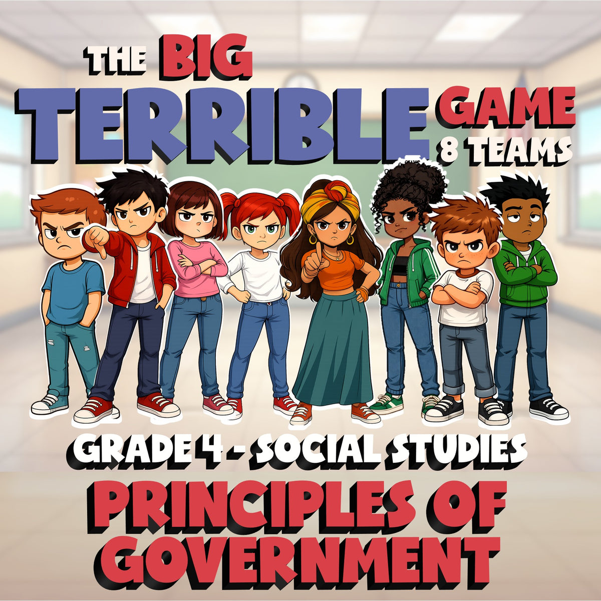Principles of Government BIG TERRIBLE GAME - No Prep Grade 4 Socials Review