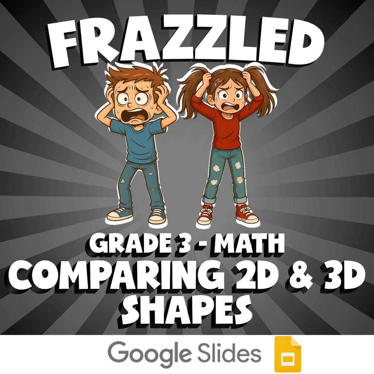 Comparing 2D & 3D Shapes FRAZZLED Math Game - No Prep Grade 3 Review Activity