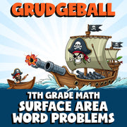 Surface Area Word Problems GRUDGEBALL Math Game - No Prep Grade 7 Review