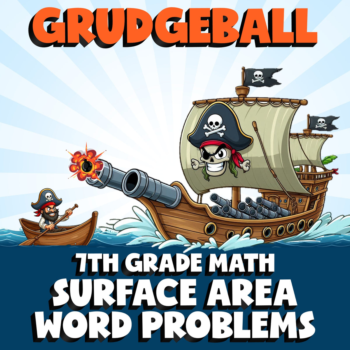 Surface Area Word Problems GRUDGEBALL Math Game - No Prep Grade 7 Review