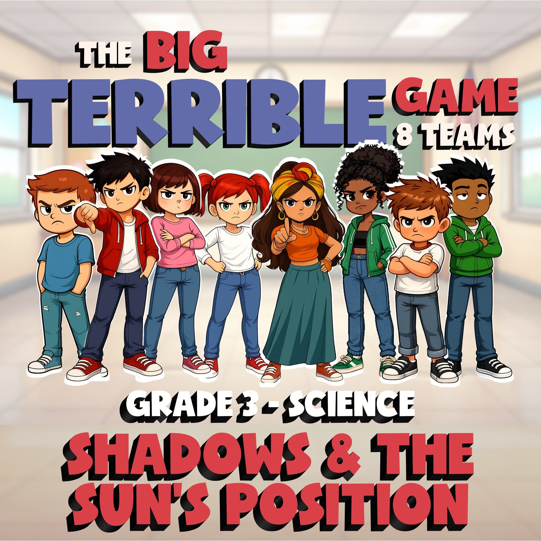 Shadows & the Sun’s Position BIG TERRIBLE GAME - No Prep Grade 3 Science Review