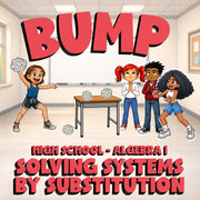 Solving Systems by Substitution BUMP Math Game - No Prep Algebra 1 Review