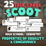 Properties of Equality & Congruence SCOOT TASK CARDS Math Game - Geometry
