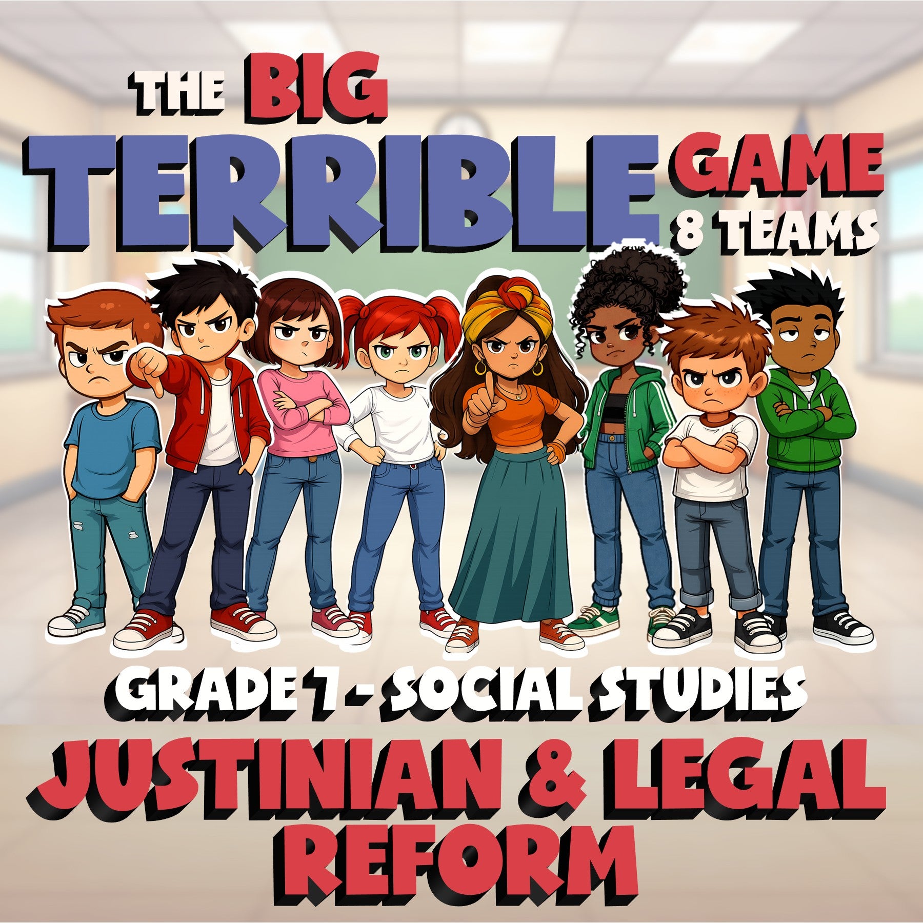 Justinian & Legal Reform BIG TERRIBLE GAME - No Prep Grade 7 Socials Review