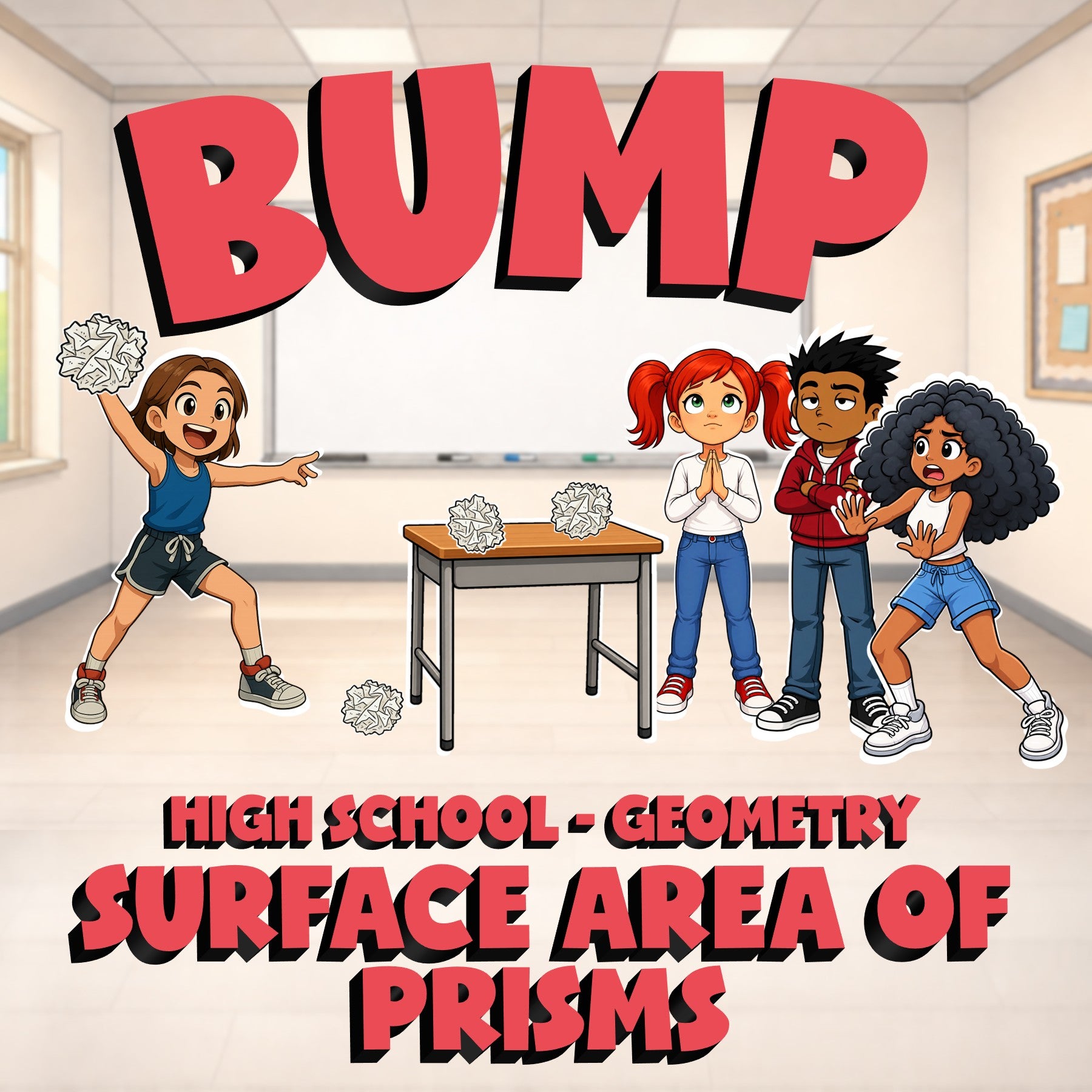 Surface Area of Prisms BUMP Math Game - No Prep Geometry Review Activity