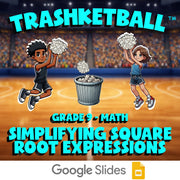 Simplifying Square Root Expressions TRASHKETBALL Math Game - No Prep Grade 9