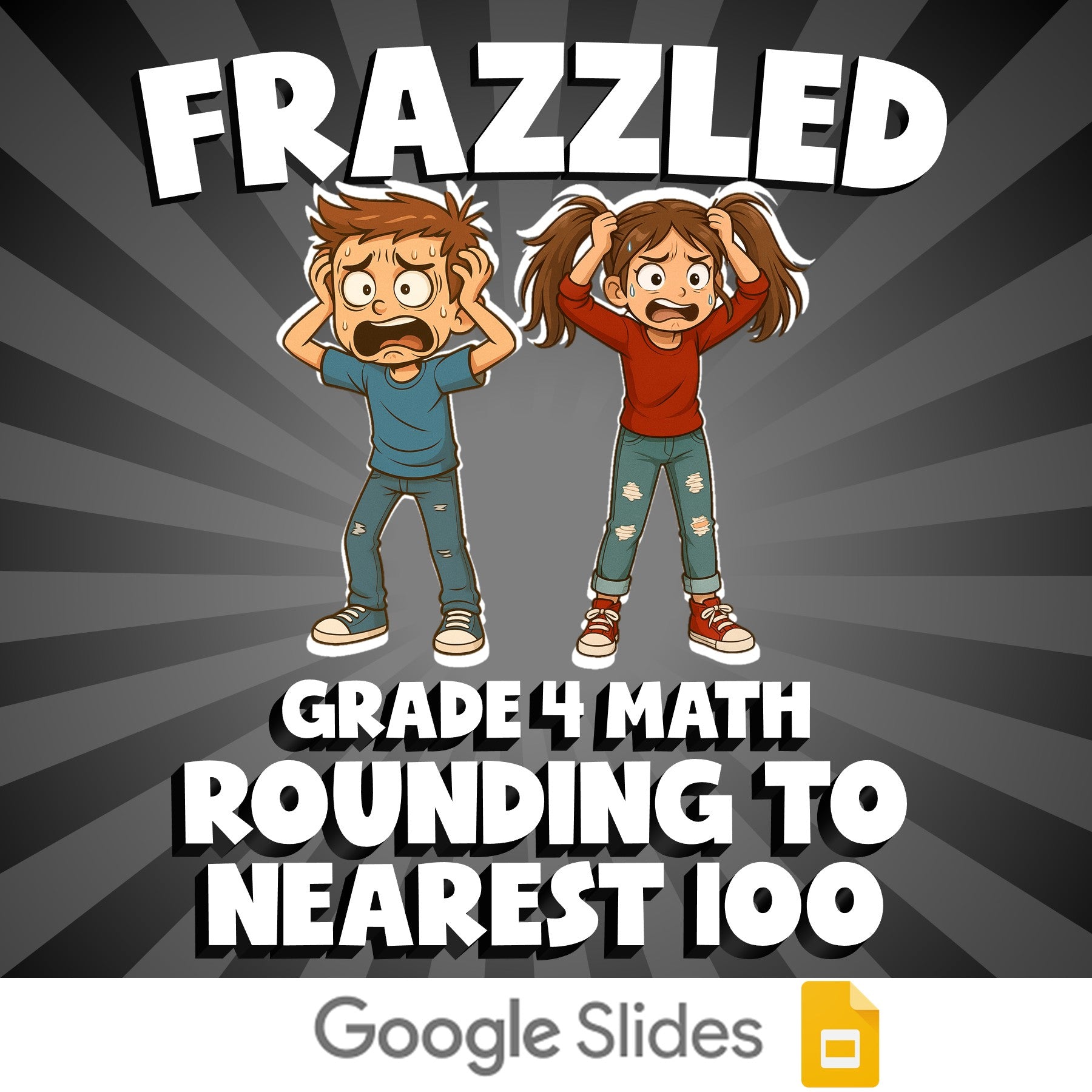 Rounding to Nearest 100 FRAZZLED Math Game - No Prep Grade 4 Review Activity