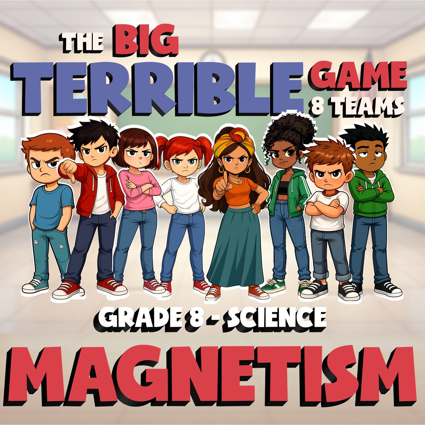 Magnetism BIG TERRIBLE GAME - No Prep Grade 8 Science Review Activity