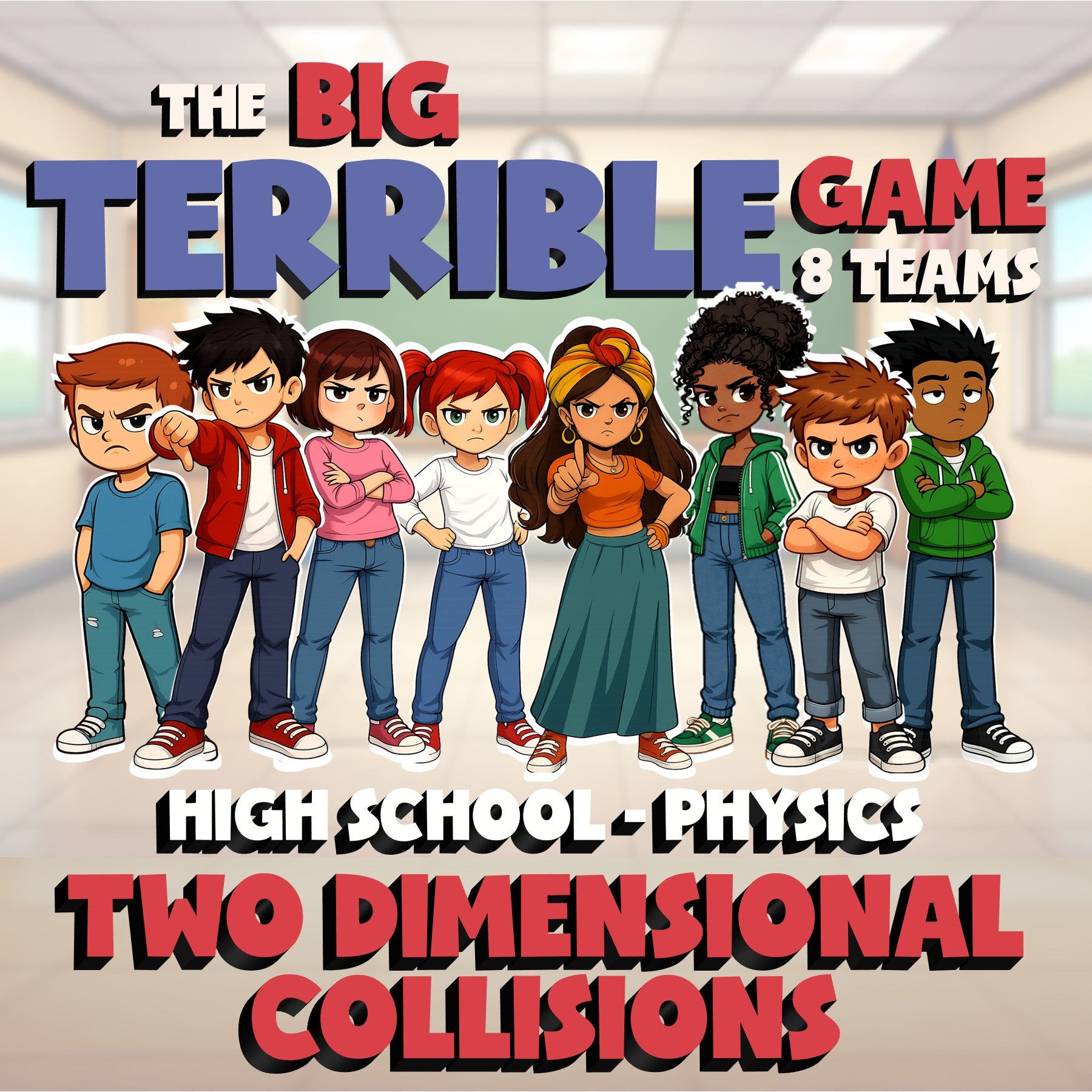 Two Dimensional Collisions BIG TERRIBLE GAME - No Prep Physics Science Review