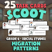 Migration Patterns SCOOT TASK CARDS Socials Game - No Prep Grade 6 Review