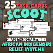 African Indigenous Belief Systems SCOOT TASK CARDS Socials Game - Grade 7