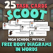 Free Body Diagrams in Words SCOOT TASK CARDS Science Game - No Prep Physics