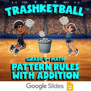 Pattern Rules with Addition TRASHKETBALL Math Game - No Prep Grade 4 Review