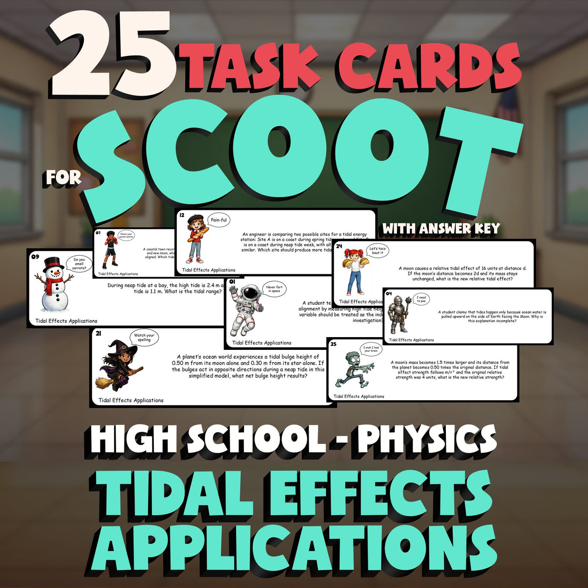 Tidal Effects Applications SCOOT TASK CARDS Science Game - No Prep Physics