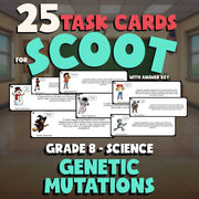 Genetic Mutations SCOOT TASK CARDS Science Game - No Prep Grade 8 Review