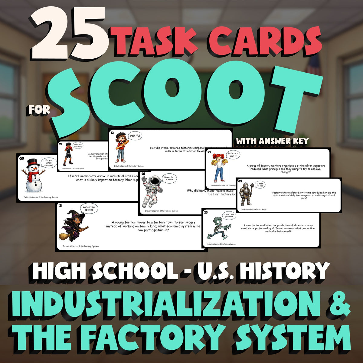 Industrialization & the Factory System SCOOT TASK CARDS U.S. History Game