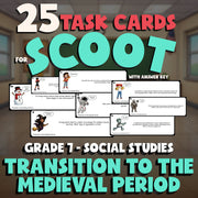 Transition to the Medieval Period SCOOT TASK CARDS Socials Game - Grade 7