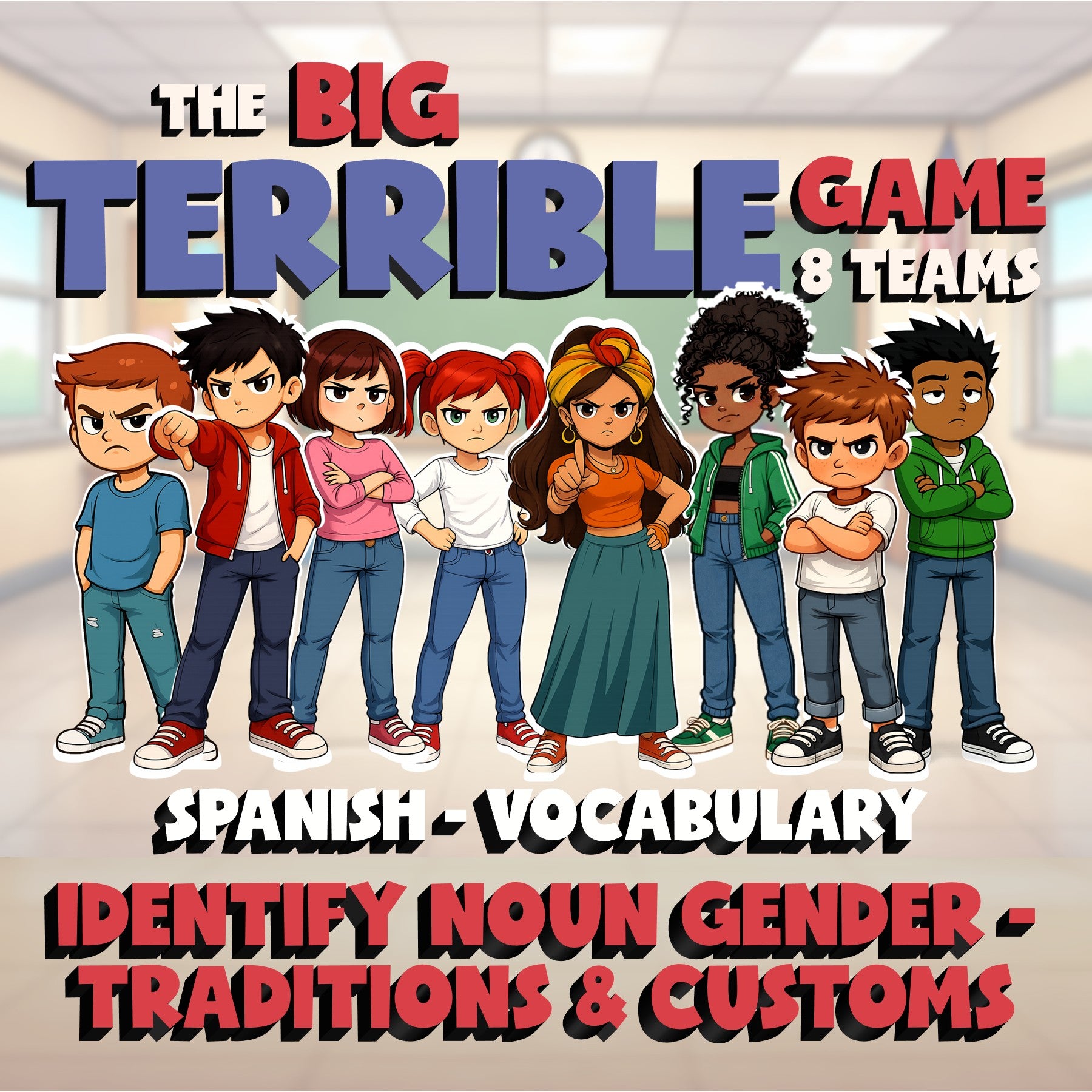 Identify Noun Gender - Traditions & Customs BIG TERRIBLE GAME - Spanish Exercise