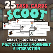 Post Classical Movement & Interaction SCOOT TASK CARDS Socials Game - Grade 7